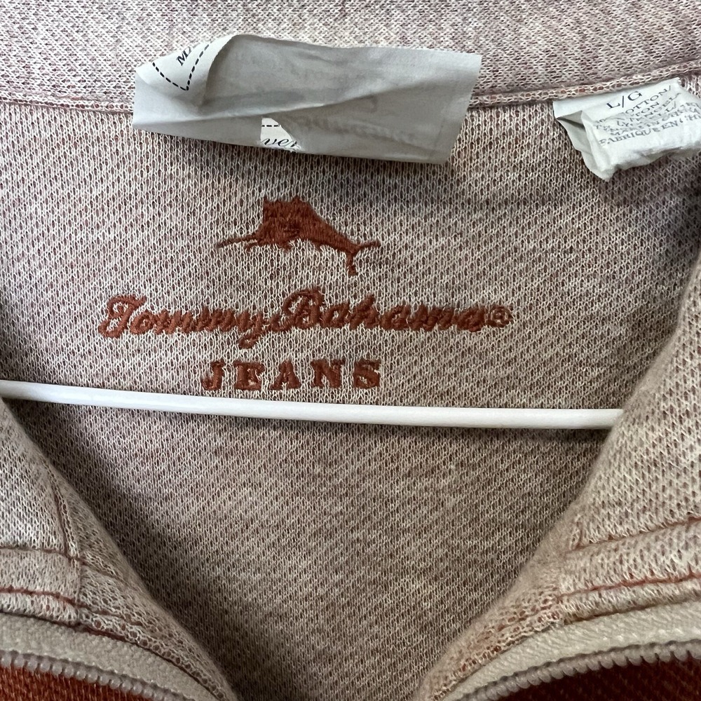 Tommy Bahama Men's Orange Half Zip Pullover Sweatshirt Size L - Picture 2 of 4